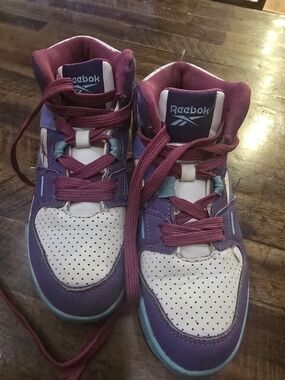 Reebok Kids Purple, White & Teal High-Top Sneakers